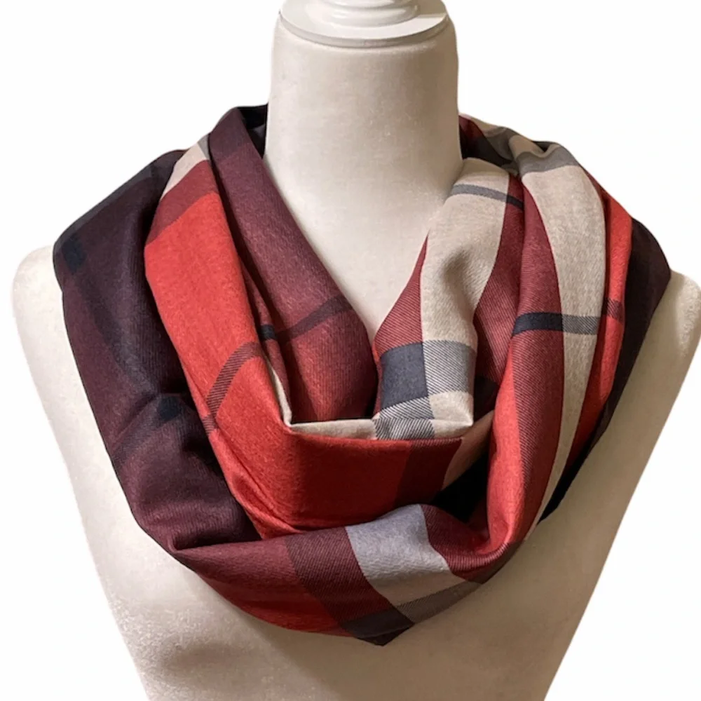 Soft RED Luxury Plaid Winter Scarf - Picture 2 of 6